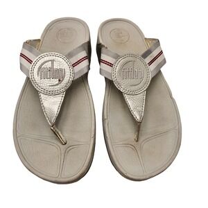 Fit Flop Black Sandal Womens Size 7 Python Snake Thong Shoes FitFlop